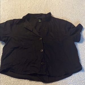 Black crop button up